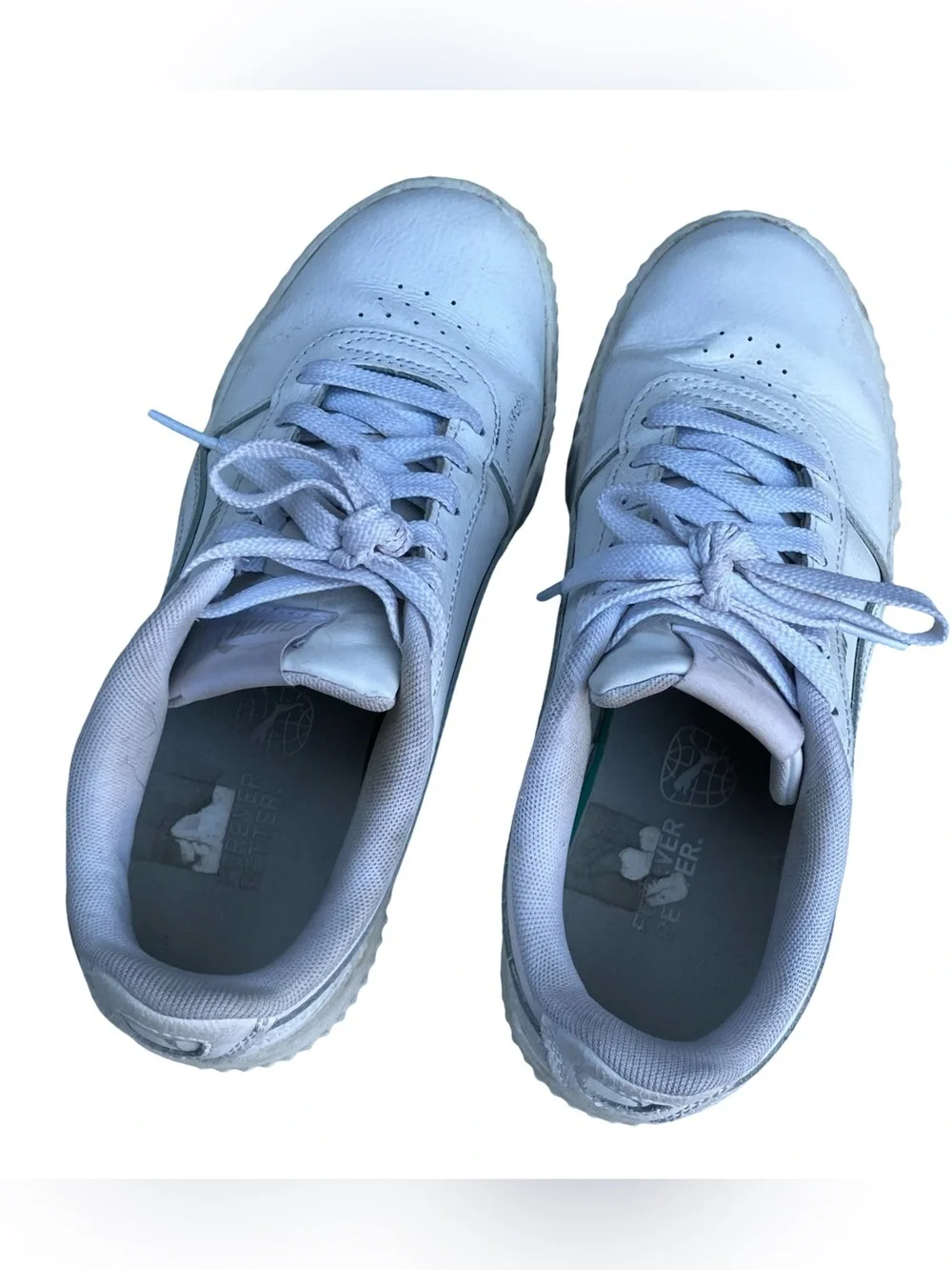 Puma Carina White Platform Sneakers Women's Size 7 Leather Low Top Casual style